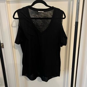 Nation LTD Black V-Neck Cold Shoulder Tee